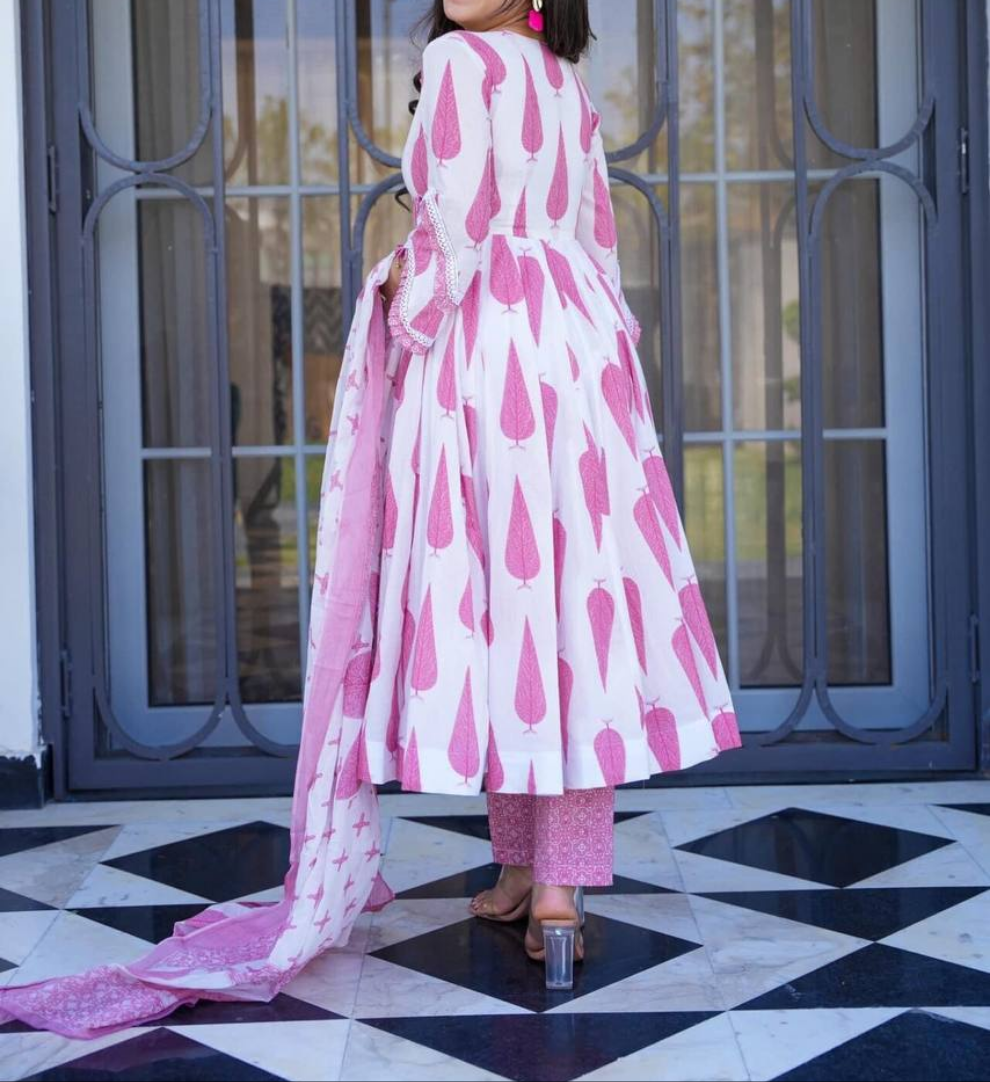 Pink Leaf Suit Set