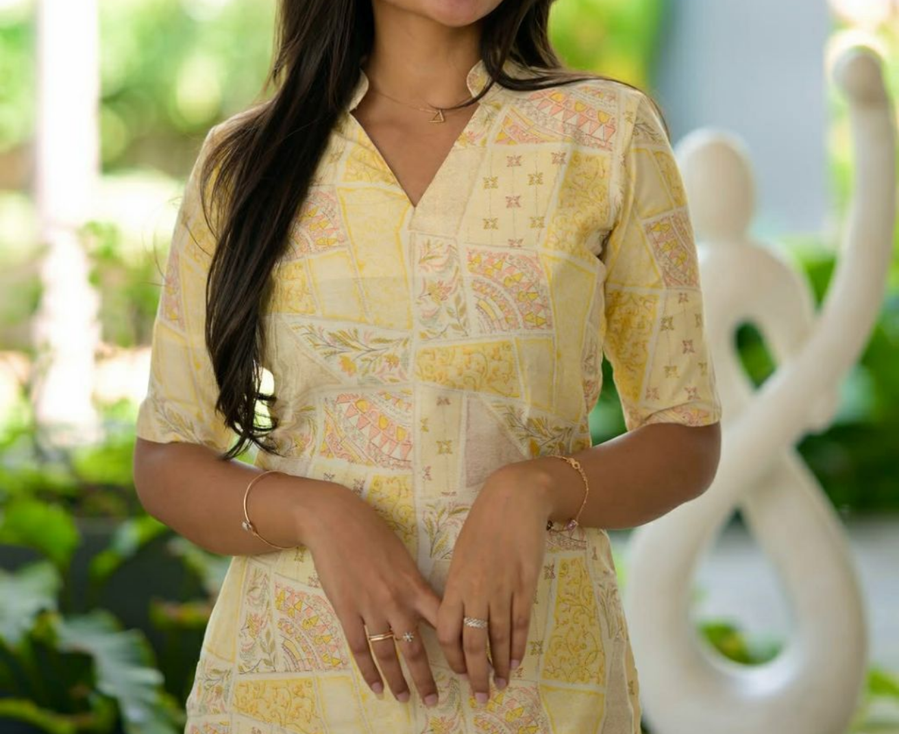 Premium Festiv Yellow Cotton Kurti Set