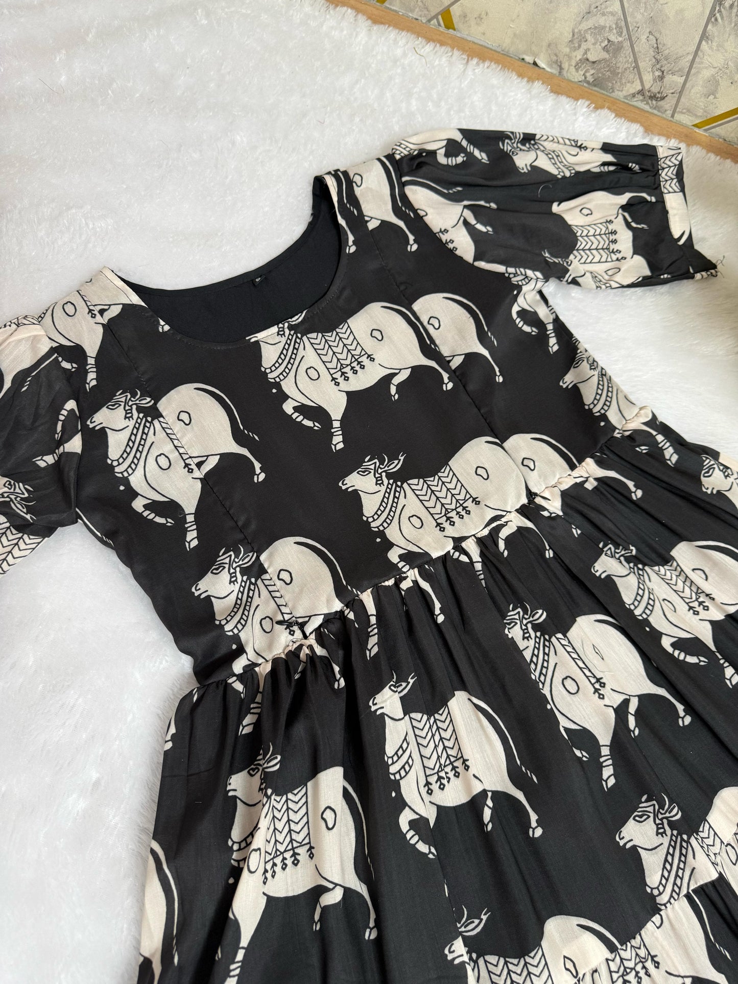 Elegance Cow Printed Feeding Gown