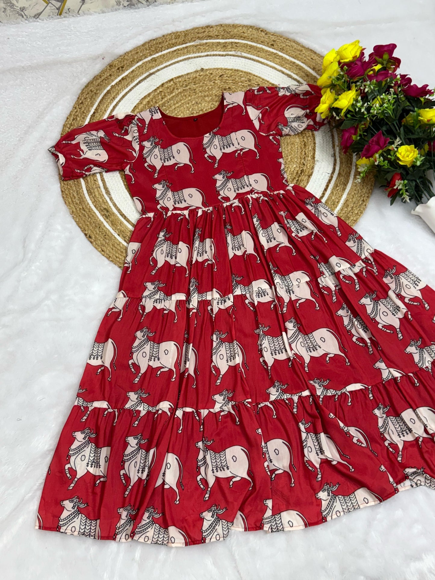 Elegance Cow Printed Feeding Gown