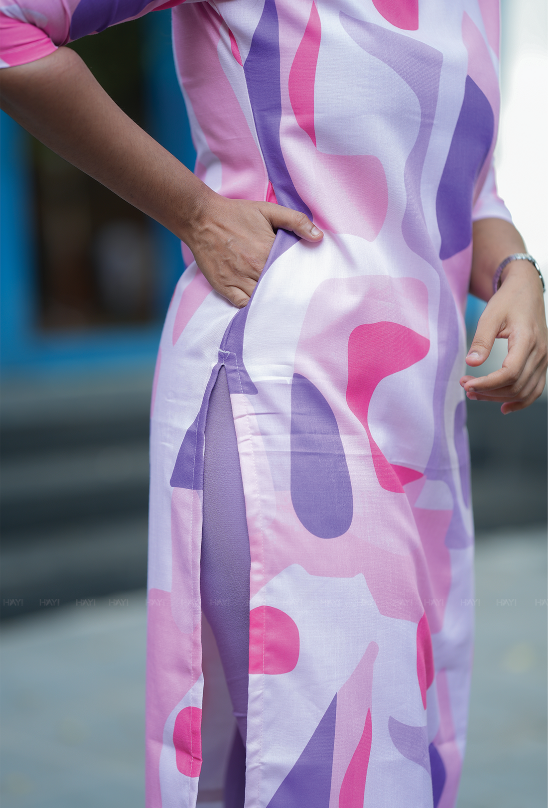 Modern Geometric Print Long Kurti