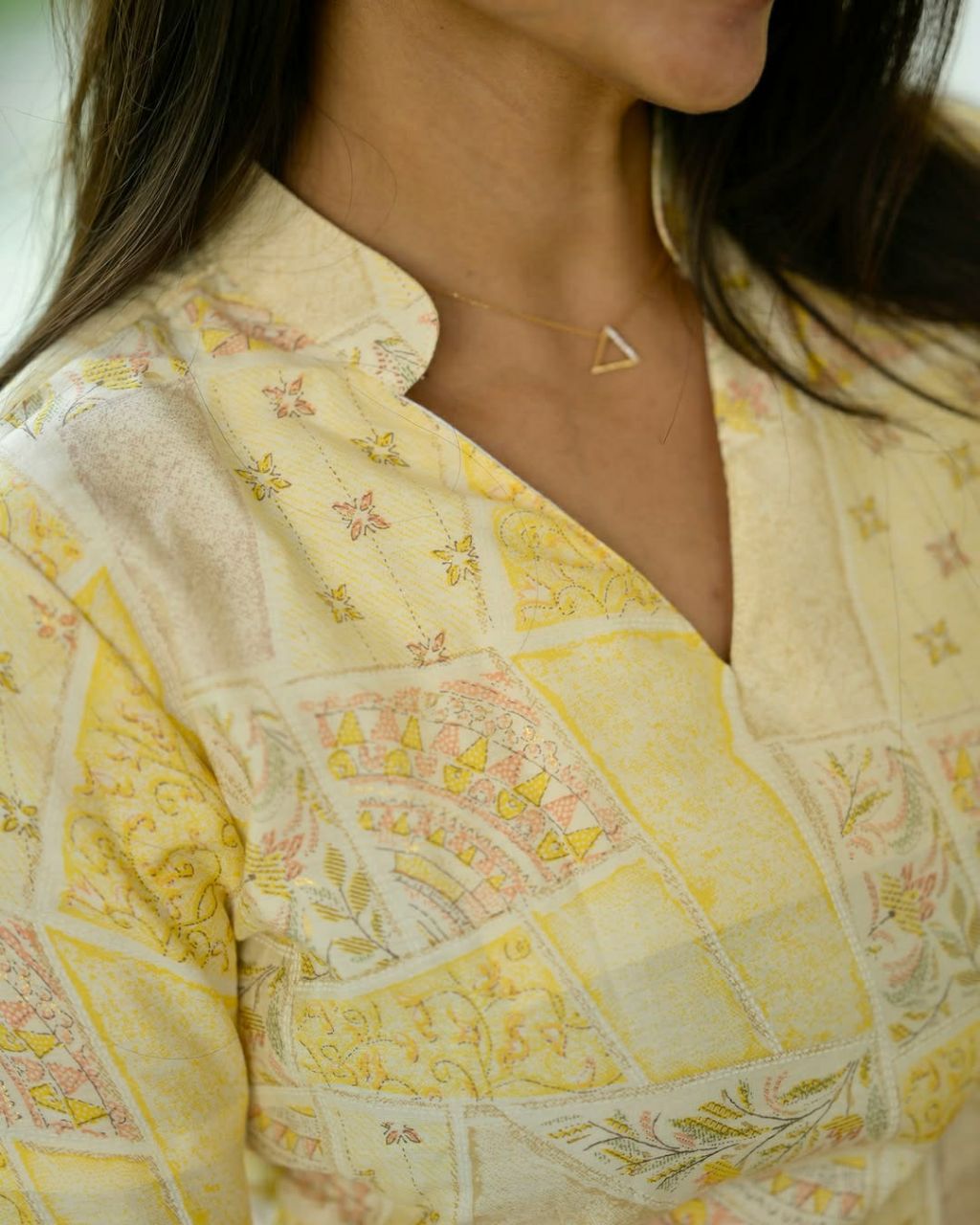 Premium Festiv Yellow Cotton Kurti Set