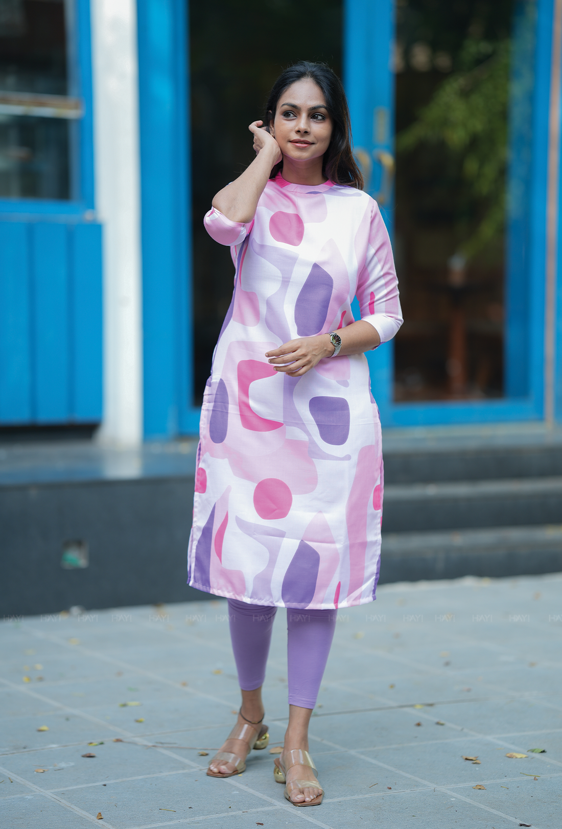 Modern Geometric Print Long Kurti
