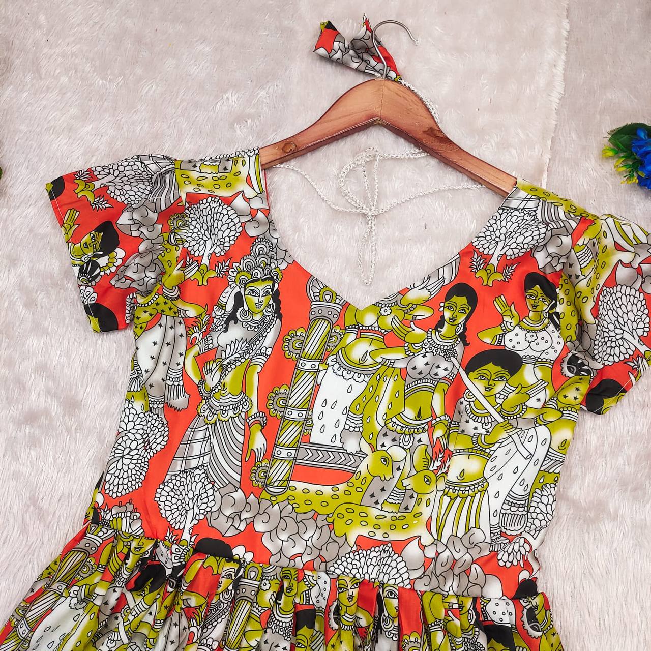 Kalamkari Print Gown For Womens