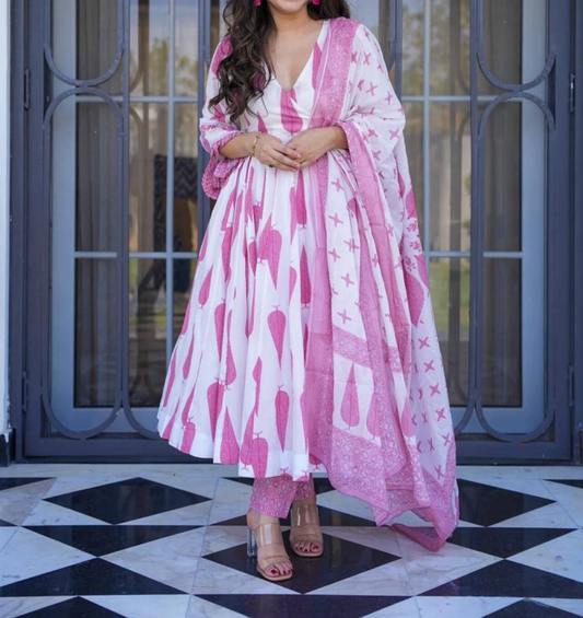 Pink Leaf Suit Set