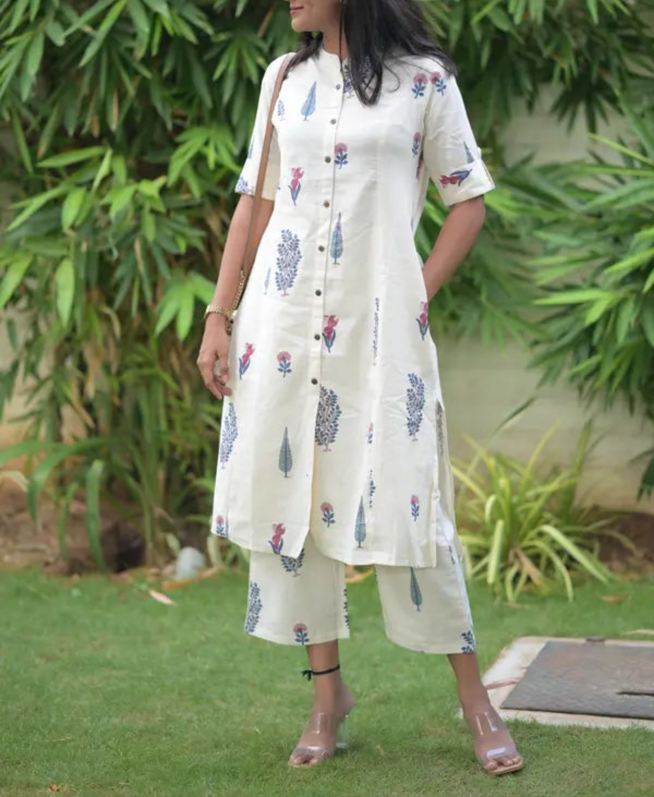 Elegant White Cord Set For Womens