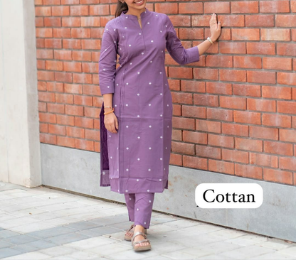 Elegant Purple Cotton Cord Set For Womens
