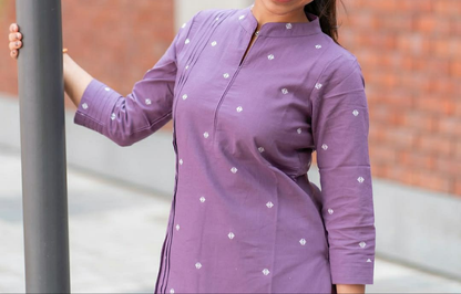 Elegant Purple Cotton Cord Set For Womens