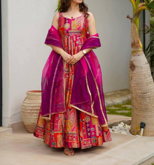 Pink Chinnon Silk Suit Set