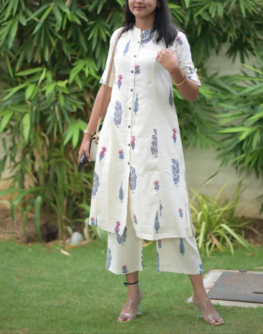 Elegant White Cord Set For Womens
