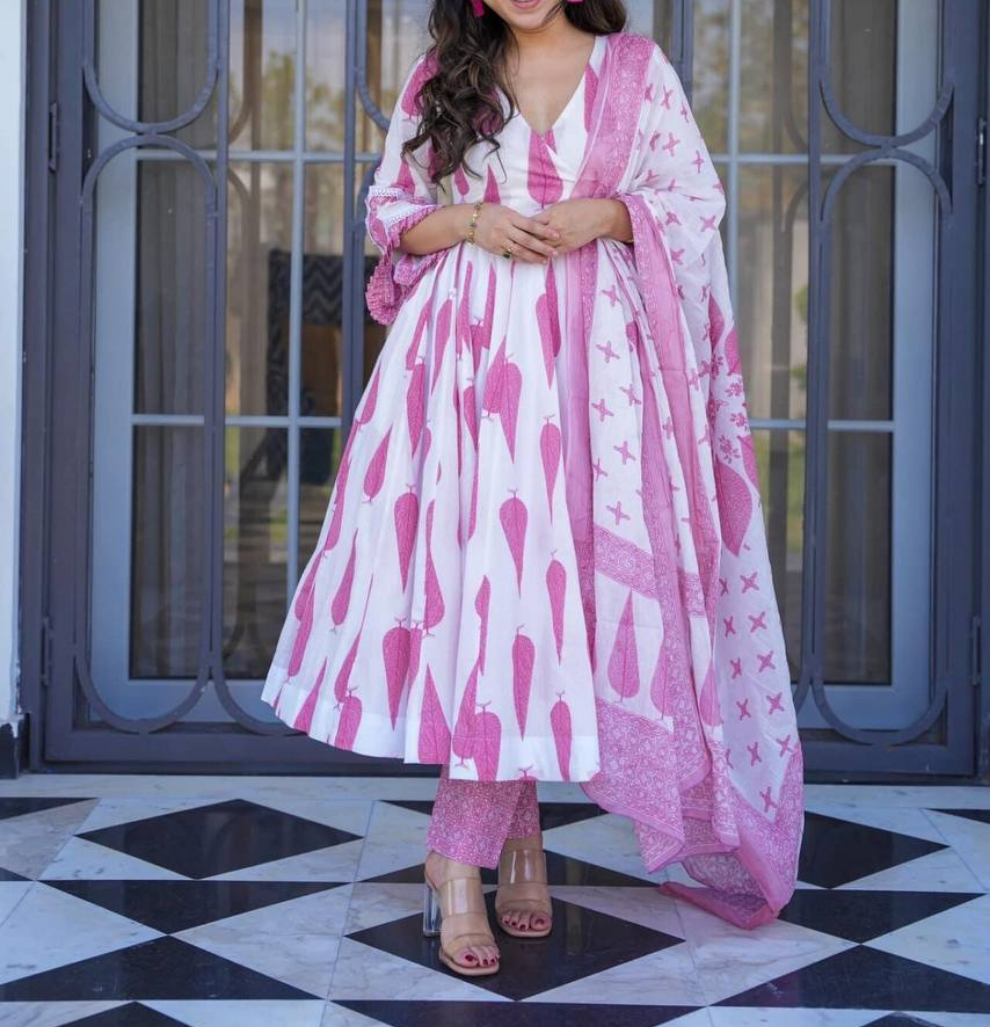 Pink Leaf Suit Set