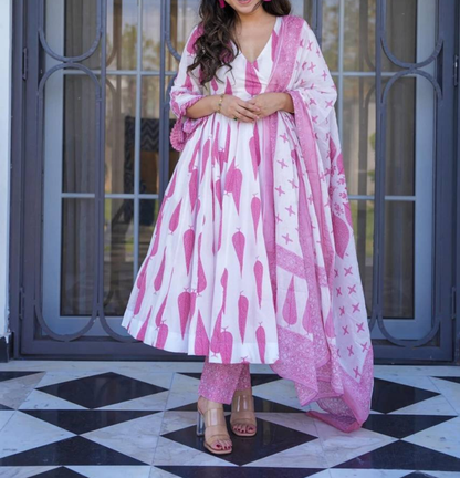 Pink Leaf Suit Set