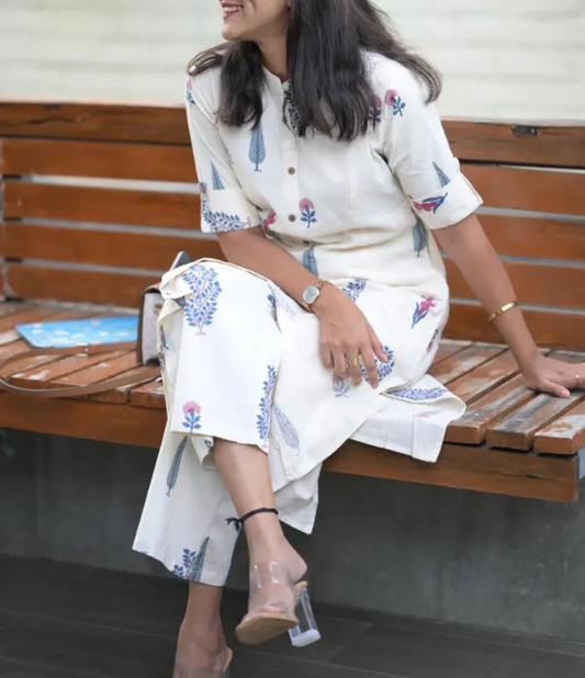Elegant White Cord Set For Womens