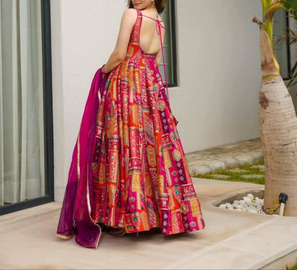Pink Chinnon Silk Suit Set