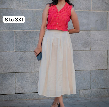 Elegant Festive Pink Top And Skirt Kora Cotton
