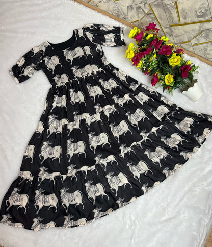 Elegance Cow Printed Feeding Gown