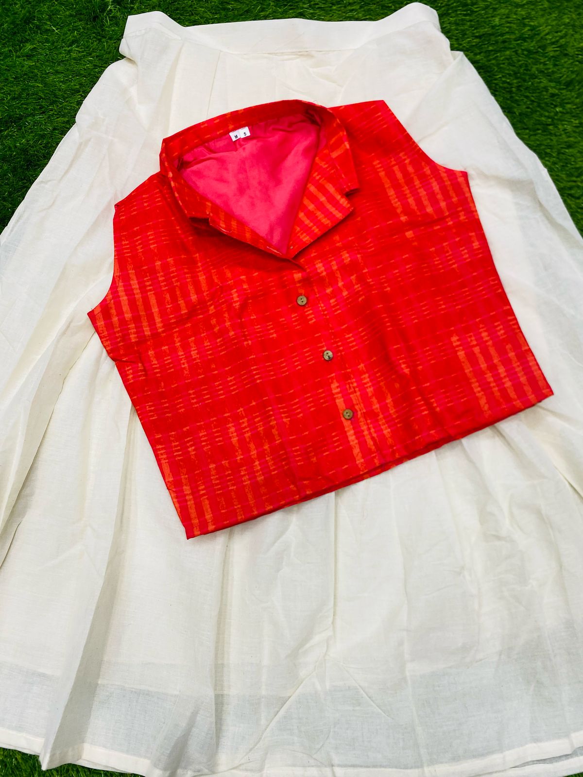 Elegant Festive Pink Top And Skirt Kora Cotton