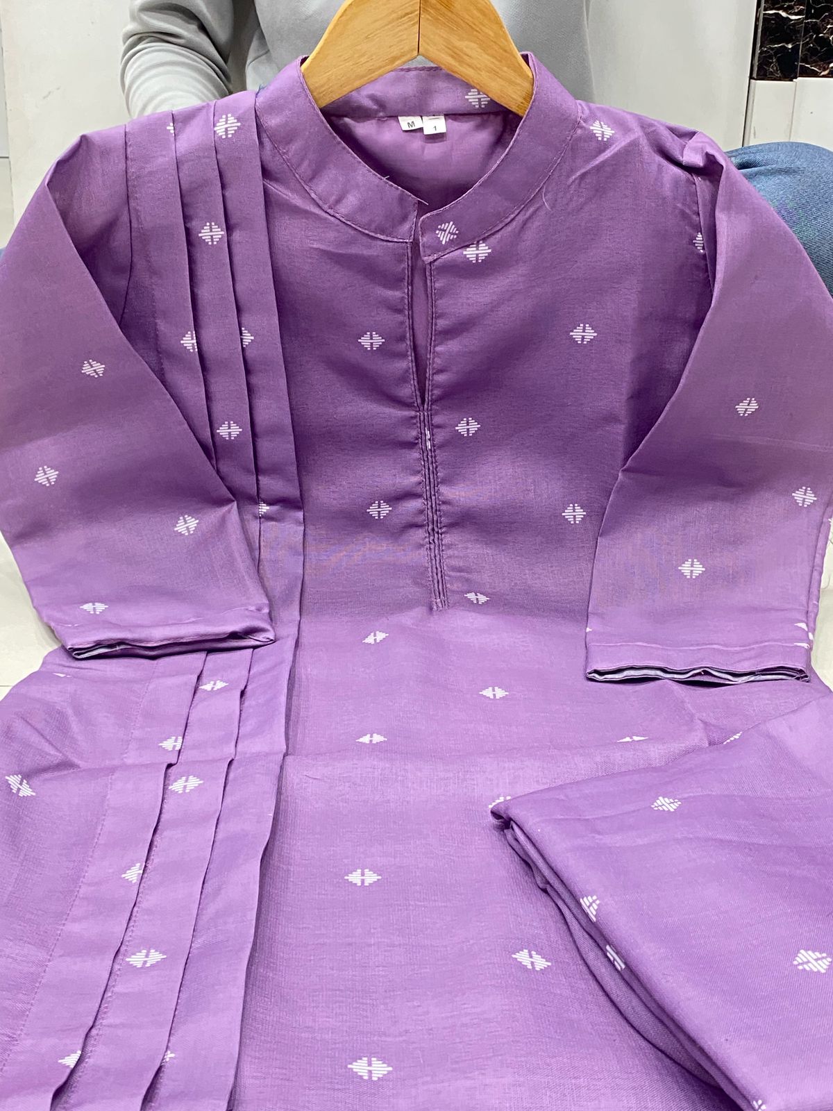 Elegant Purple Cotton Cord Set For Womens
