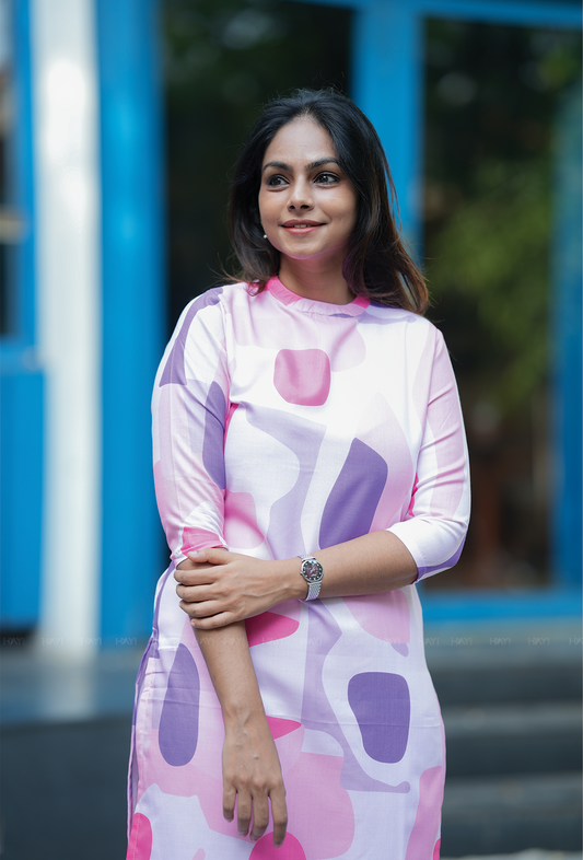Modern Geometric Print Long Kurti