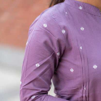 Elegant Purple Cotton Cord Set For Womens