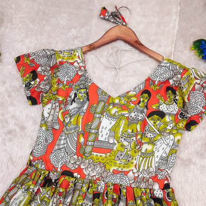 Kalamkari Print Gown For Womens