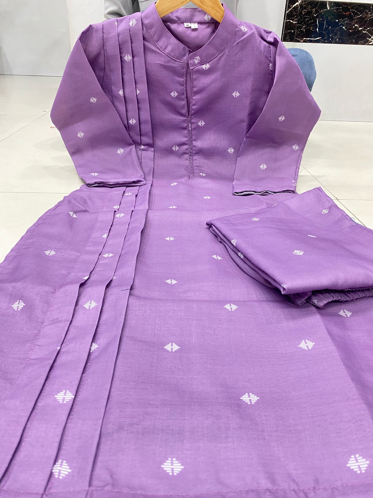 Elegant Purple Cotton Cord Set For Womens